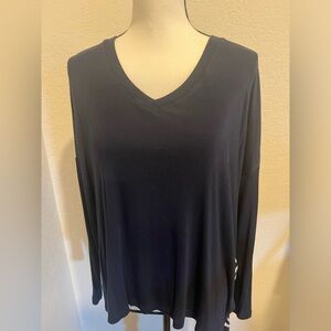 CAbi Womens Sz M #5742 Lighthouse Navy + White Striped Long Sleeve Tee pullover